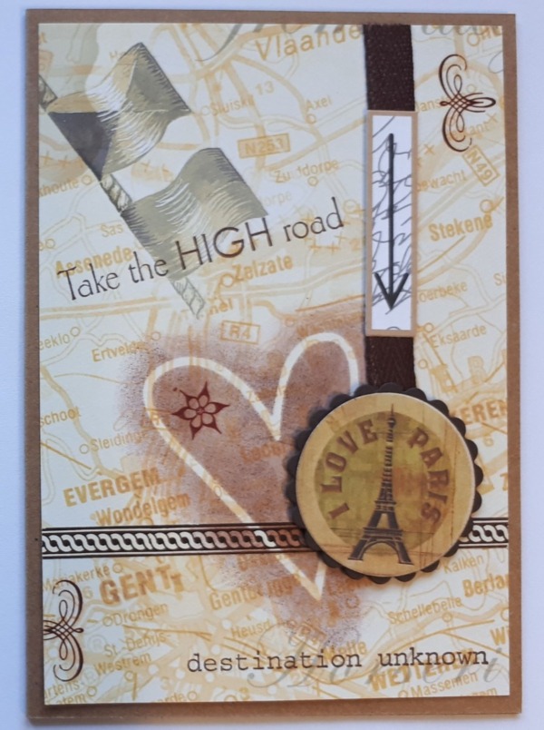 Handgemaakte wenskaart Take the high road
